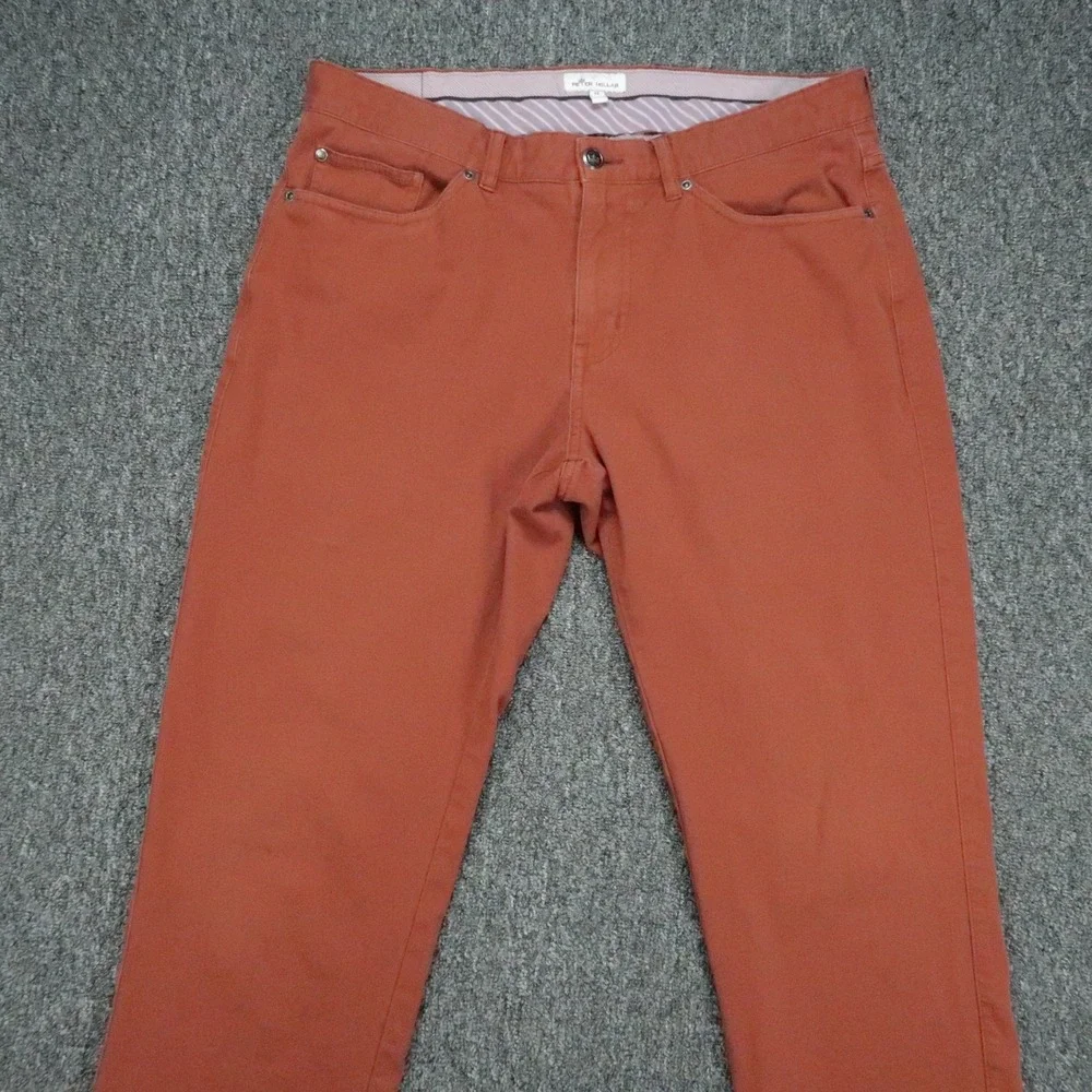 Peter Millar Pants Mens 34x34 Red Rust Stretch Canvas 5 Pocket Trouser Golf